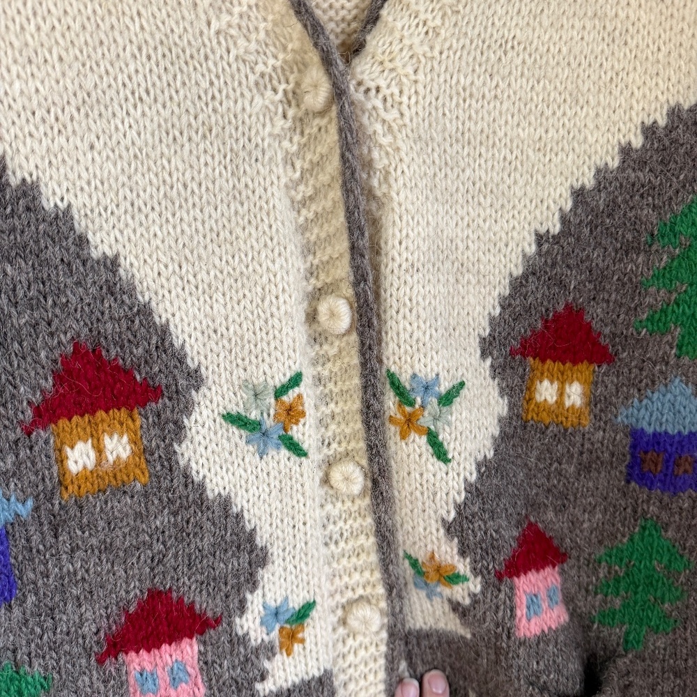 Vintage Lambswool Folk Art Sweater Vest Cottagecore - Picture 5 of 9